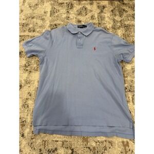Polo Ralph Lauren Mens Short Sleeve Cotton Polo Shirt Size Large Blue